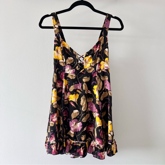 2/$50🍑 INTIMATELY FREE PEOPLE Lattice Lovers Floral Mini Slip Dress - Picture 3 of 8